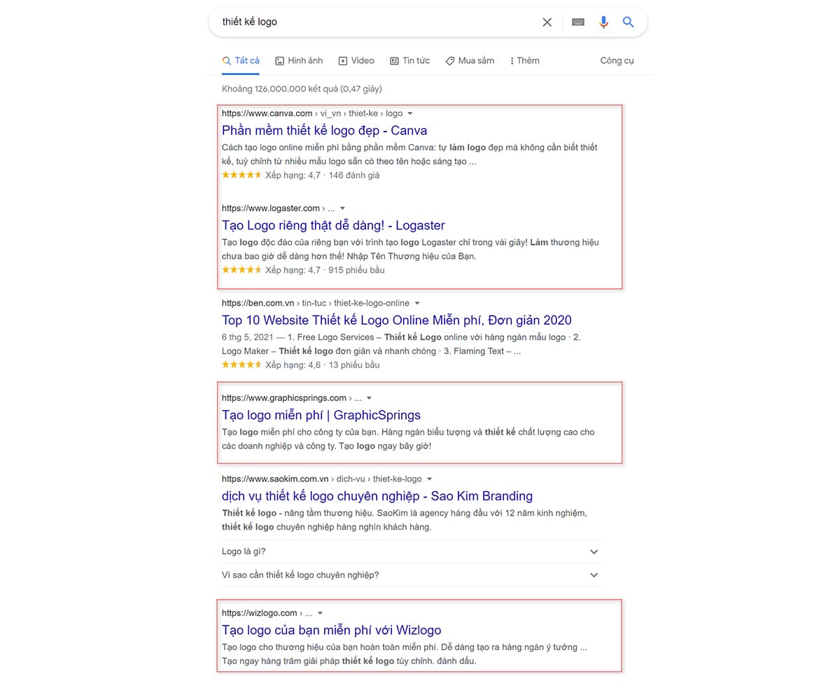 Google cung cấp các kết quả đáp ứng mục đích tìm kiếm của người dùng