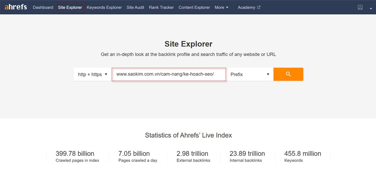 Kiểm tra bài viết SEO trên Ahrefs