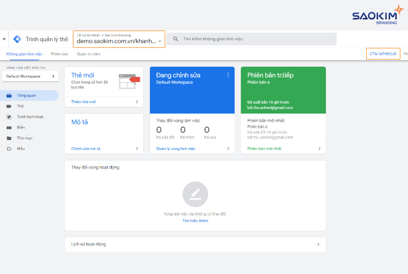 Cài đặt Google Tag Manager cho website WordPress - Bước sao chép mã Google Tag Manager