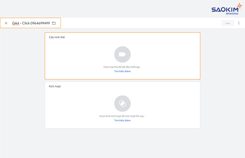 Cài đặt chuyển đổi click gọi điện bằng Google Tag Manager - Đặt tên thẻ sự kiện chuyển đổi