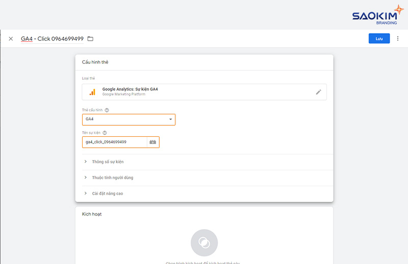 Cài đặt chuyển đổi click gọi điện bằng Google Tag Manager - Đặt tên sự kiện chuyển đổi gọi điện