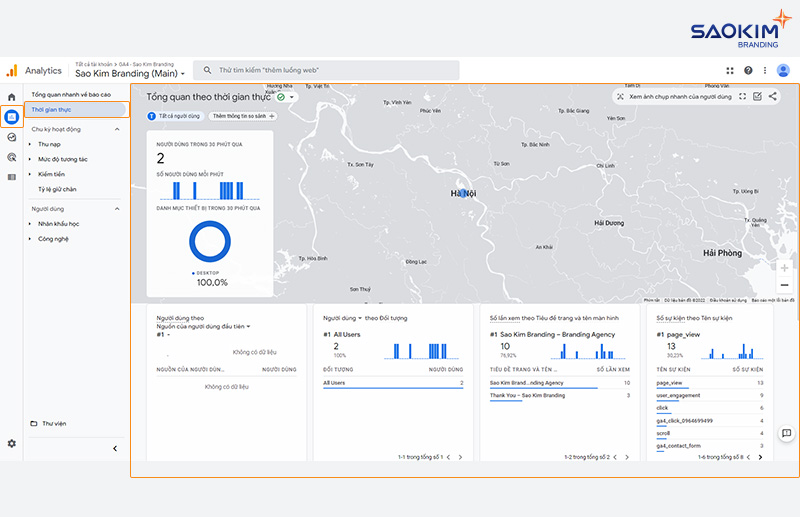Hướng dẫn sử dụng Google Analytics 4 - Báo cáo thời gian thực